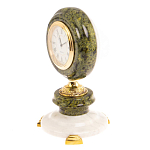 Часы настольные бронзовые из натуральных камней Мрамор и Змеевик Stone Clock варинант исполнения - 11 | Loft Concept в Омске