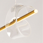 Люстра линейная золотистого цвета с двумя прозрачными волнистыми элементами Wave Line варинант исполнения - 11 | Loft Concept в Омске