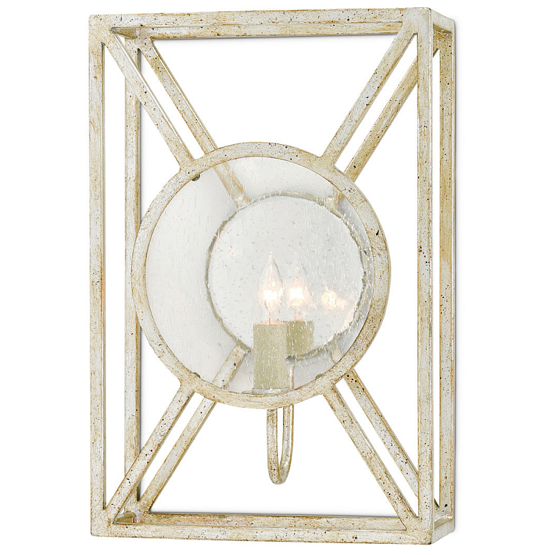 Бра прямоугольное для влажных помещений Glass Reflector With Seeds Черный Серебряный Зеркало Прозрачный в Омске | Loft Concept 