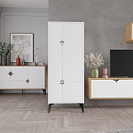 Комод белый с 4-мя дверцами на металлических ножках SPARK MULTIPURPOSE CABINET WHITE варинант исполнения - 11 | Loft Concept в Омске