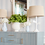 Настольная лампа с белым каркасом и тканевым абажуром Natural Stems варинант исполнения - 3 | Loft Concept в Омске