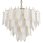 Люстра с декором из рельефного стекла в виде перьев Abelia Feather Chandelier 12 варинант исполнения - 1 | Loft Concept в Омске