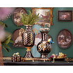 Ваза черного цвета из фарфора с золотистым узором и бронзовыми элементами Eden Garden porcelain and bronze варинант исполнения - 8 | Loft Concept в Омске