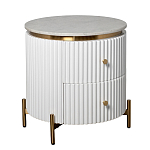 Тумбочка белая круглая с мраморной столешницей Thoroughbass варинант исполнения - 4 | Loft Concept в Омске