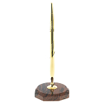 Ручка шариковая металлическая на восьмиугольной подставке из натурального камня Обсидиан Metal Stone Pens варинант исполнения - 1 | Loft Concept в Омске