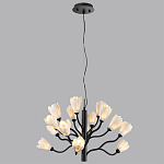 Люстра подвесная черного цвета с ветвями и белыми фарфоровыми цветами Floralis варинант исполнения - 5 | Loft Concept в Омске
