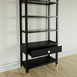 Стеллаж Elsa Dreams Black со стеклянными полками и ящиком варинант исполнения - 3 | Loft Concept в Омске