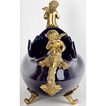 Чаша темно-синяя фарфоровая с бронзовыми ручками в виде ангелов Eden Garden варинант исполнения - 2 | Loft Concept в Омске