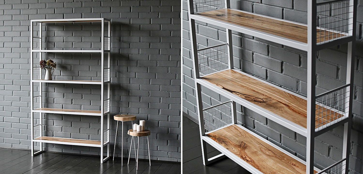 Стеллаж Richie Industrial Metal Rust White Rack Стеллаж Richie Industrial Metal Rust White Rack - Loft-Concept в Омске