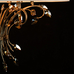 Люстра подвесная круглая с тканевым полупрозрачным абажуром и подвесками 6 ламп Gilded Elegance варинант исполнения - 7 | Loft Concept в Омске