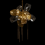 Люстра подвесная со стеклянными плафонами из дымчатого и золотистого с шестью вертикальными подвесками Gilded Mirage  варинант исполнения - 8 | Loft Concept в Омске