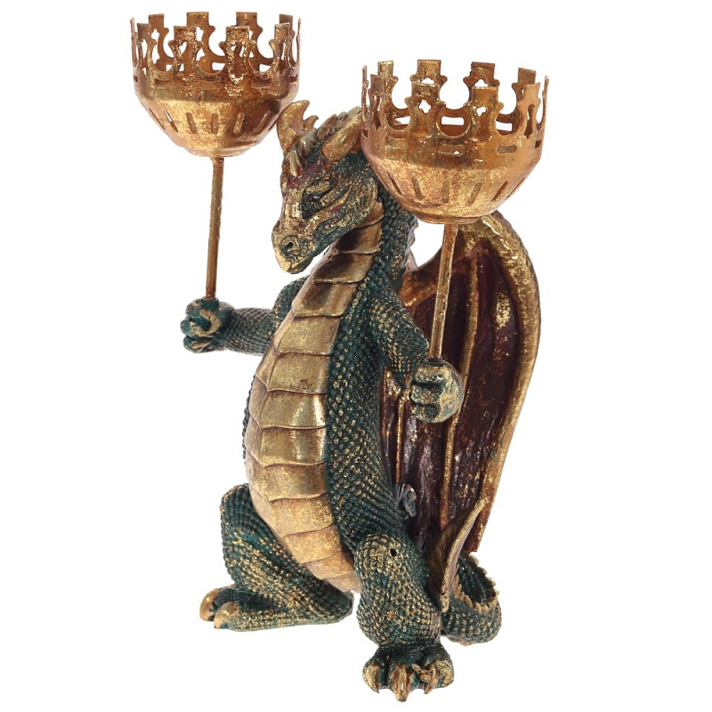 Подсвечник в виде дракона Dragon Candlestick Green Gold Золотой Зеленый Коричневый Подсвечник в виде дракона Dragon Candlestick Green Gold Золотой Зеленый Коричневый в Омске | Loft Concept