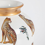 Ваза белая овальная с рисунком леопардов и золотыми акцентами LEOPARD Collection варинант исполнения - 1 | Loft Concept в Омске