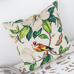 Декоративная подушка бежевая с изображением птица в саду Blooming Birds варинант исполнения - 3 | Loft Concept в Омске