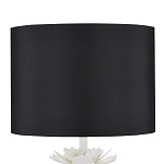 Настольная лампа с декором в виде белого цветка магнолии на каркасе и черным абажуром White Magnolia варинант исполнения - 2 | Loft Concept в Омске