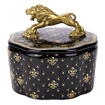 Шкатулка черного цвета с крышкой с фигуркой льва Eden Garden варинант исполнения - 1 | Loft Concept в Омске