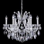 Люстра подвесная с 6-ю лампочками и прозрачными хрустальными подвесками на хромированном основании Crystal lamps варинант исполнения - 1 | Loft Concept в Омске