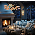 Люстра круглая на золотом каркасе с цветочным декором Miscellaneous herbs варинант исполнения - 6 | Loft Concept в Омске