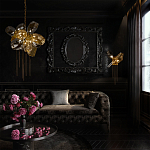 Люстра подвесная со стеклянными плафонами из дымчатого и золотистого с тремя вертикальными подвесками Gilded Mirage  варинант исполнения - 8 | Loft Concept в Омске