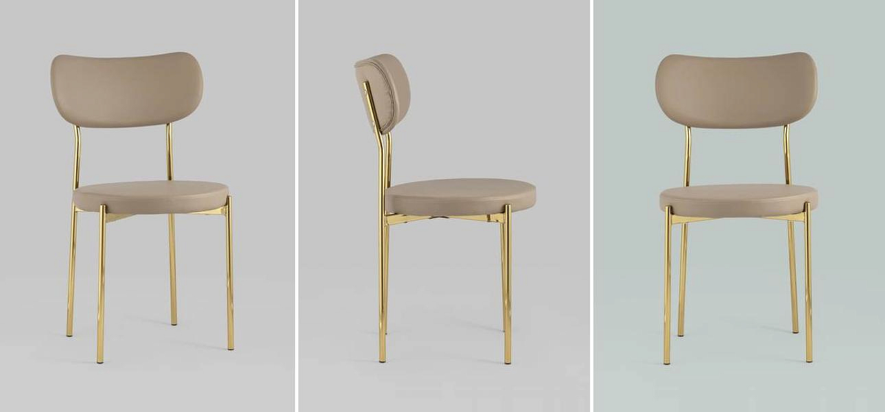 Стул Alfie Chair Золотые ножки Бежевая Экокожа Стул Alfie Chair Золотые ножки Бежевая Экокожа - Loft-Concept в Омске