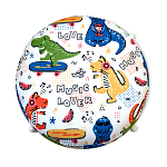 Пуф детский круглый с принтом на 4-х белых ножках Dinosaurs CHILDHOOD варинант исполнения - 2 | Loft Concept в Омске