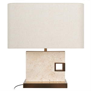 Настольная лампа с прямоугольным основанием из натурального камня c тканевым абажуром Lapis Tiburtinus