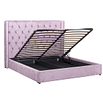 Кровать двуспальная фиолетовая с основанием из массива дерева с мягким изголовьем Velour Beds варинант исполнения - 2 | Loft Concept в Омске