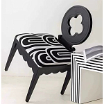 Дизайнерский стул с круглой деревянной спинкой Black and White Clover варинант исполнения - 6 | Loft Concept в Омске