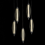 Люстра круглая каскадня с 5-ю плафонами из металлической сетки Mesh Lampshade Lighting варинант исполнения - 3 | Loft Concept в Омске