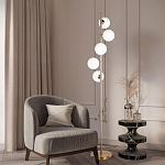 Торшер на золотом основании с 5-ю белыми шарообразными плафонами Bubble варинант исполнения - 4 | Loft Concept в Омске