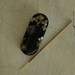 Подставка под благовония из эпоксидной смолы с цветами черная Epoxy Resin Flowers Incense Oval Stand Black варинант исполнения - 3 | Loft Concept в Омске