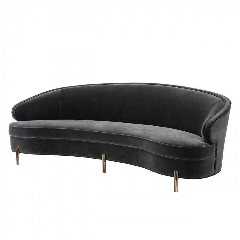 Диван Eichholtz Sofa Pierson dark grey Серый Латунь Диван Eichholtz Sofa Pierson dark grey Серый Латунь в Омске | Loft Concept