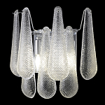 Бра с подвесками из рифленного стекла в форме капель на основании цвета хром Textured Glass варинант исполнения - 3 | Loft Concept в Омске