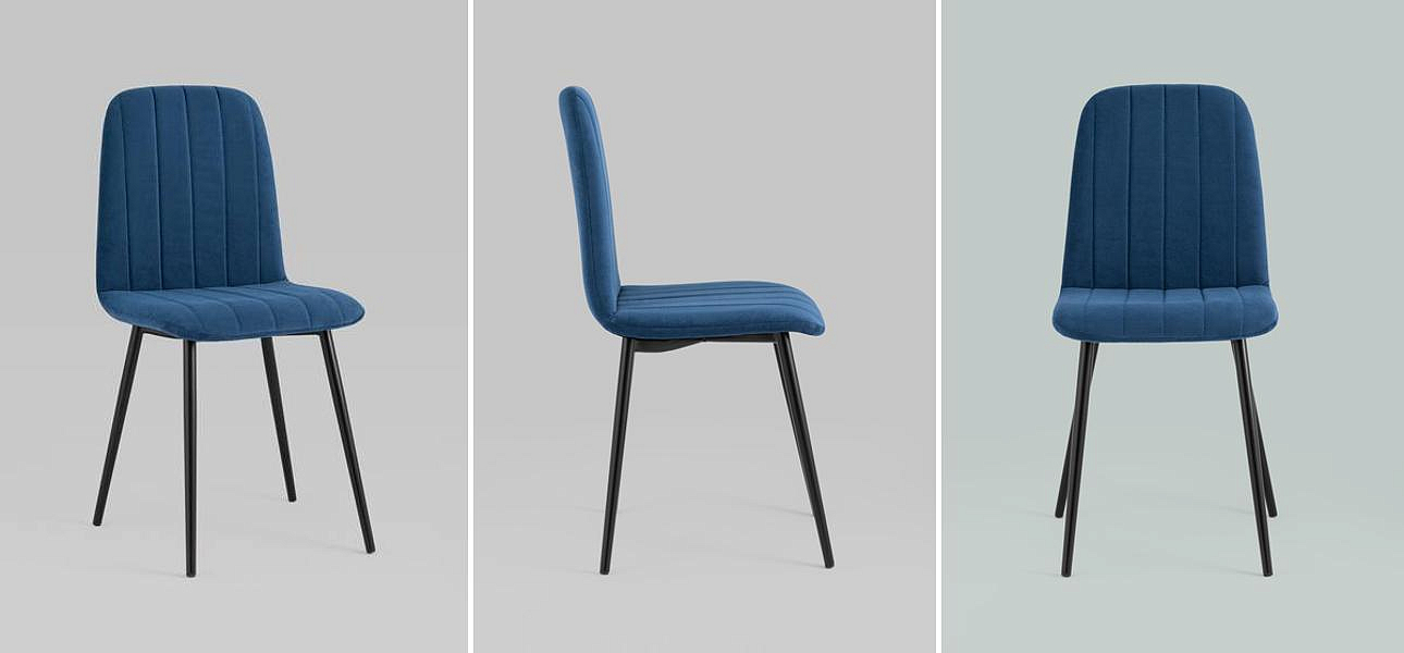Стул Easy Chair Велюр Синий цвет Стул Easy Chair Велюр Синий цвет - Loft-Concept в Омске