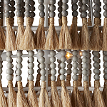 Люстра трехъярусная с декором из круглых деревянных бусин с кисточками Gray Brown Wooden Beads Chandelier варинант исполнения - 1 | Loft Concept в Омске