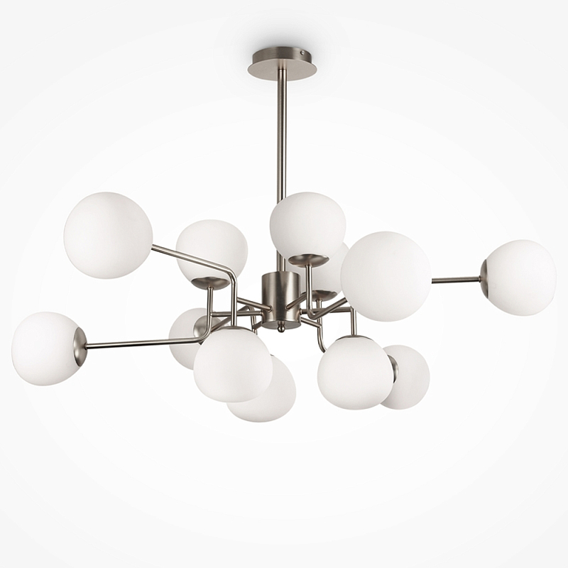 Люстра Tiepolo Ball Chandelier Nickel 12 Никель Белый в Омске | Loft Concept 