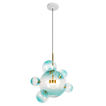 Подвесной светильник с прозрачными бирюзовыми стеклянными шарами и золотыми деталями Диаметр 46 Giopato & Coombes варинант исполнения - 1 | Loft Concept в Омске