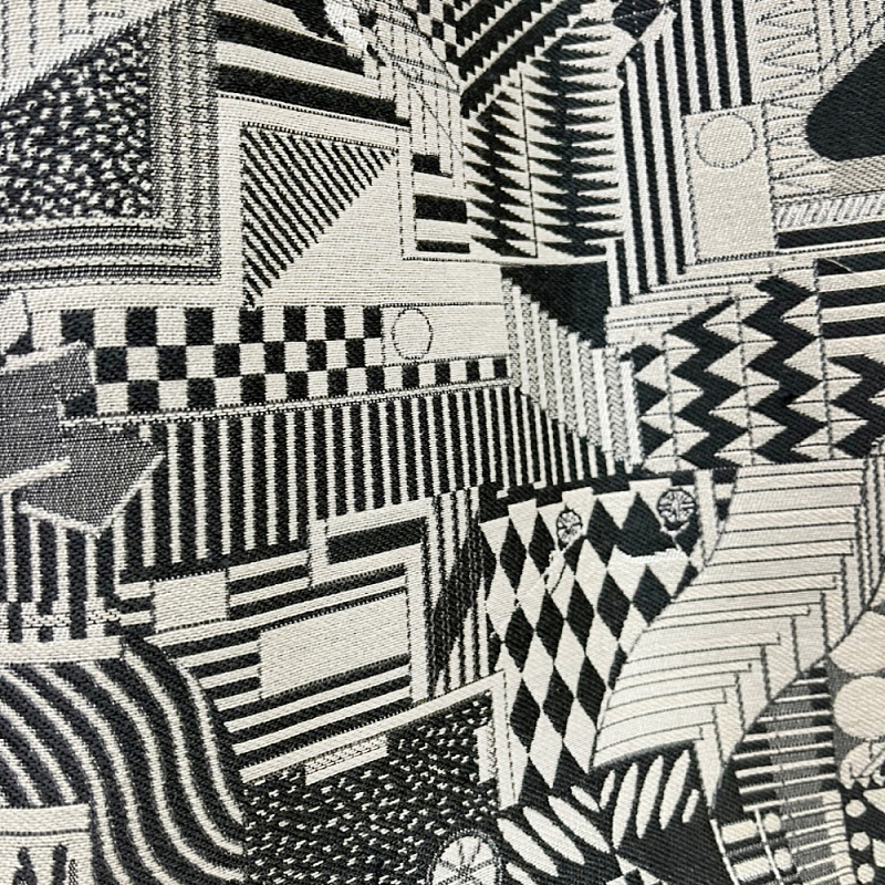 Мебельная ткань Шенилл черно-белый принт 280 см T3-44  в Омске | Loft Concept 