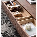 Кофейный стол из массива дерева с выдвижными ящиками Coffee Walnut Table варинант исполнения - 3 | Loft Concept в Омске