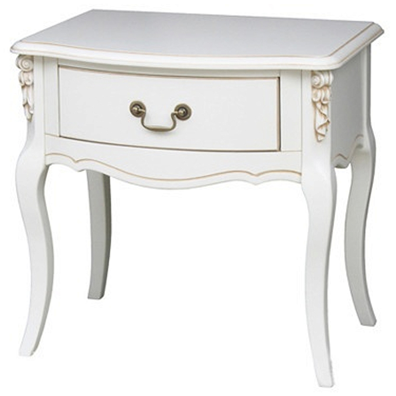 Прикроватная тумба в стиле прованс с ящиком Mireio Montmartre Provence Bedside Table Белый в Омске | Loft Concept 