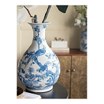 Ваза с мотивами цветущего сада с попугаями Blue Vase Inspired by Nature варинант исполнения - 6 | Loft Concept в Омске