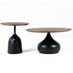 Столик журнальный с круглой деревянной столешницей на черном фактурном основании Bourgeon варинант исполнения - 3 | Loft Concept в Омске