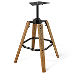 Барный стул со спинкой и металлической подставкой на 4-х деревянных ножках Зеленый Велюр Vendramin Chair варинант исполнения - 4 | Loft Concept в Омске