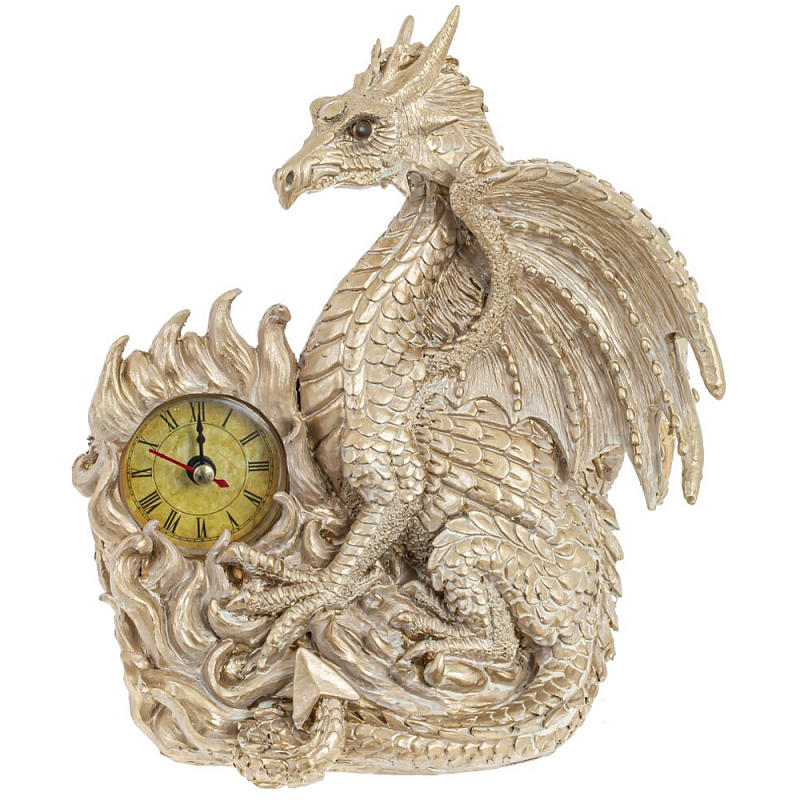 Часы в виде дракона Light Gold Dragon Clock Золотой Часы в виде дракона Light Gold Dragon Clock Золотой в Омске | Loft Concept