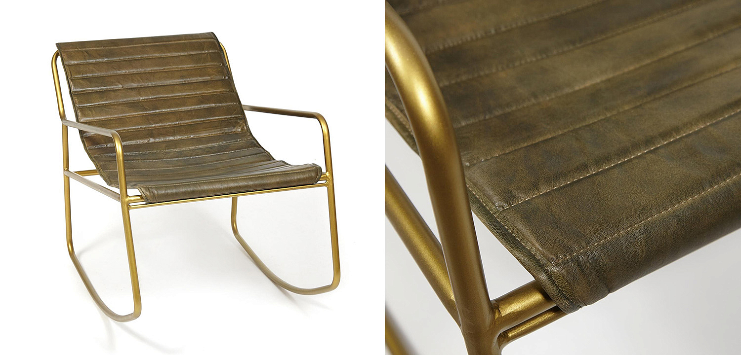Кресло-качалка Industrial buffalo leather rocking chair Кресло-качалка Industrial buffalo leather rocking chair - Loft-Concept в Омске
