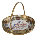 Блюдо фарфоровое с бронзовой ручкой Paradise Dish with Handle варинант исполнения - 1 | Loft Concept в Омске