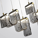 Подвесной светильник линейный с плафонами волнистой формы из фактурного стекла Big Wave варинант исполнения - 5 | Loft Concept в Омске