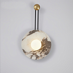 Бра круглое с каменным основанием и плафоном из стекла в форме шара Shaw Marble Lighting варинант исполнения - 1 | Loft Concept в Омске