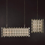 Люстра овальной формы с фактурным серебряным каркасом и тканевым абажуром Silver Honeycomb варинант исполнения - 5 | Loft Concept в Омске