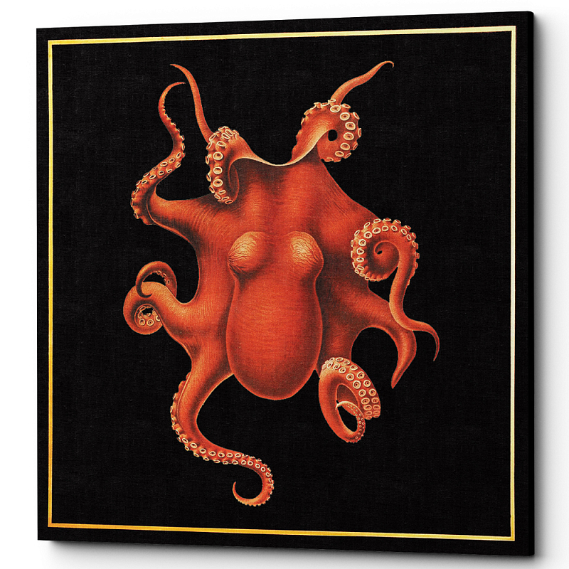 Постер Octopus Poster Черный Красный в Омске | Loft Concept 